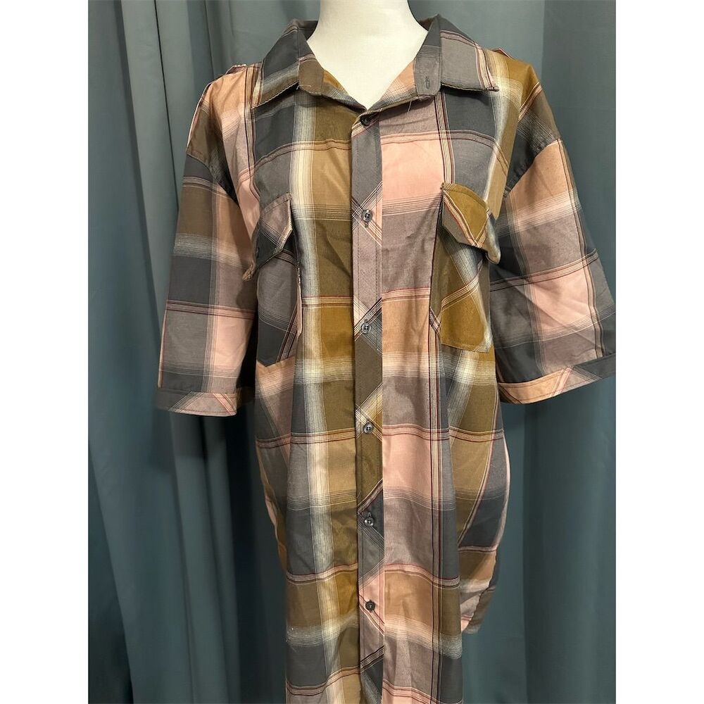 Blac LacqueR Men's Plaid Button-Down Shirt 5XL Short Sleeve Vintage Style